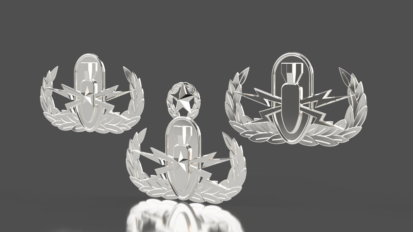 Armed Forces Master/Senior/Basic Explosive Ordinance Disposable (EOD) Badge Collection 3D stl file for CNC router