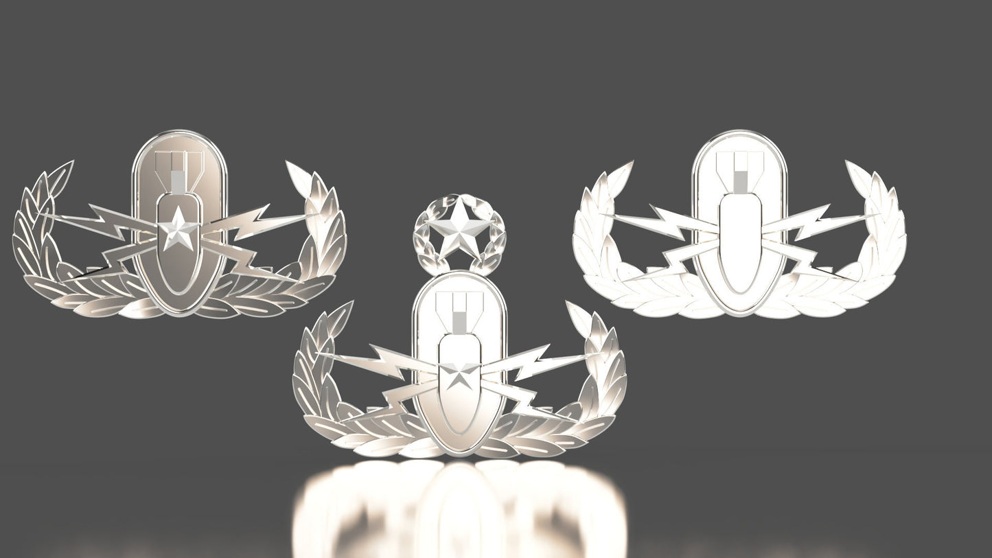 Armed Forces Master/Senior/Basic Explosive Ordinance Disposable (EOD) Badge Collection 3D stl file for CNC router