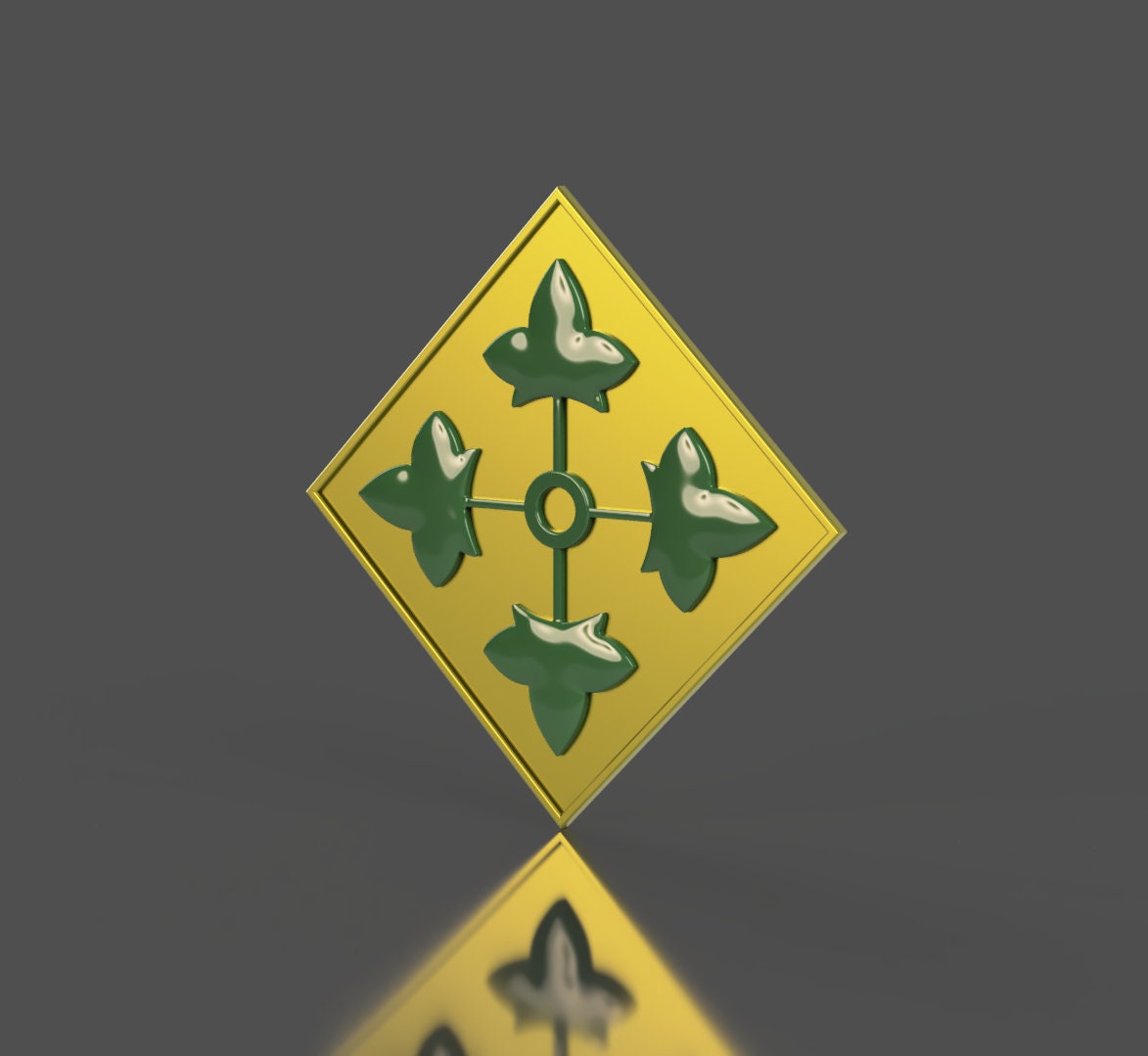 Army 4th Infantry Division Insignia 3D stl file for CNC router