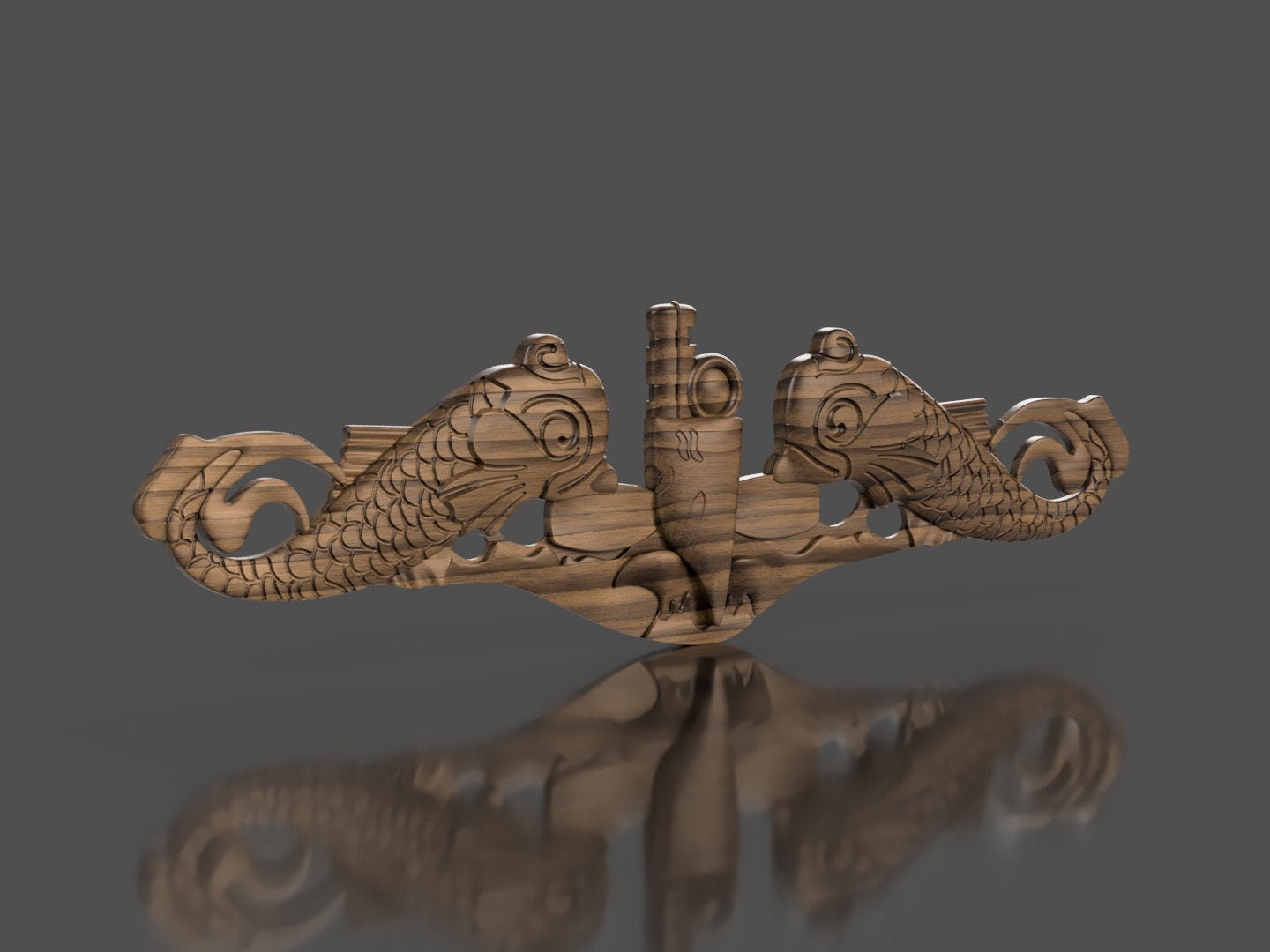Navy Submarine Warfare SS Insignia 3D stl file for CNC router