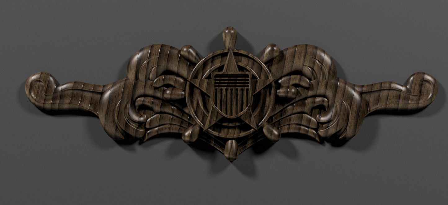 Coast Guard Cutterman insignia 3D stl file for CNC router