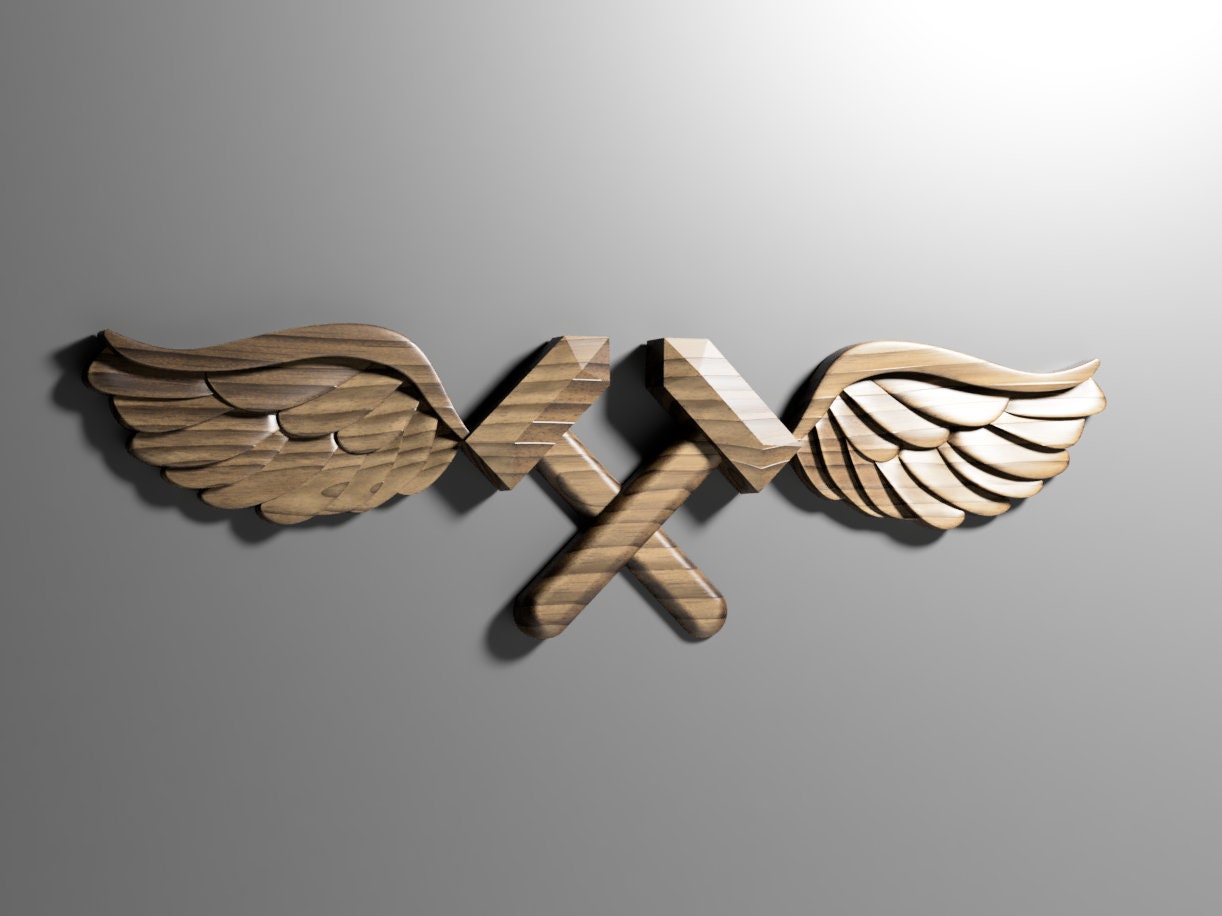 Navy Aviation structural mechanic (AM) Rating Badge 3D stl file for CNC router