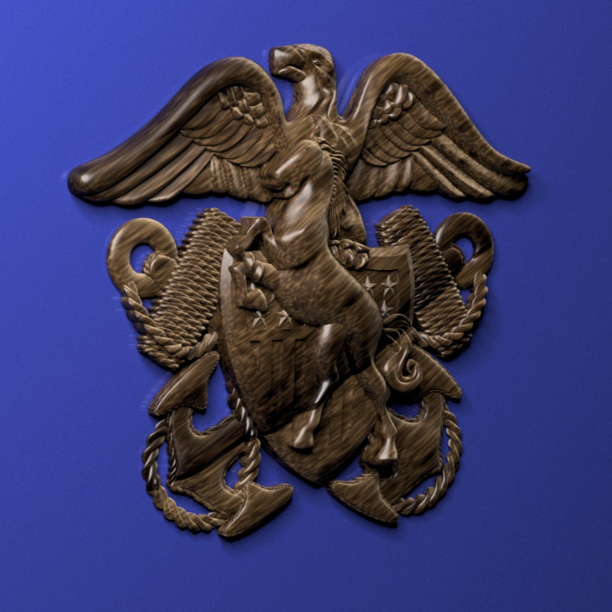 Navy Officers Crest (Mustang) 3D stl file for CNC router
