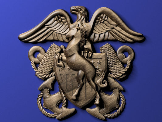 Navy Officers Crest (Mustang) 3D stl file for CNC router