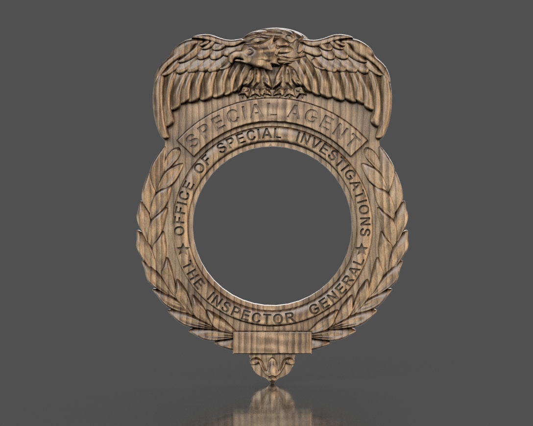 Air Force Special Agent (shadow box) Badge 3D stl file for CNC router