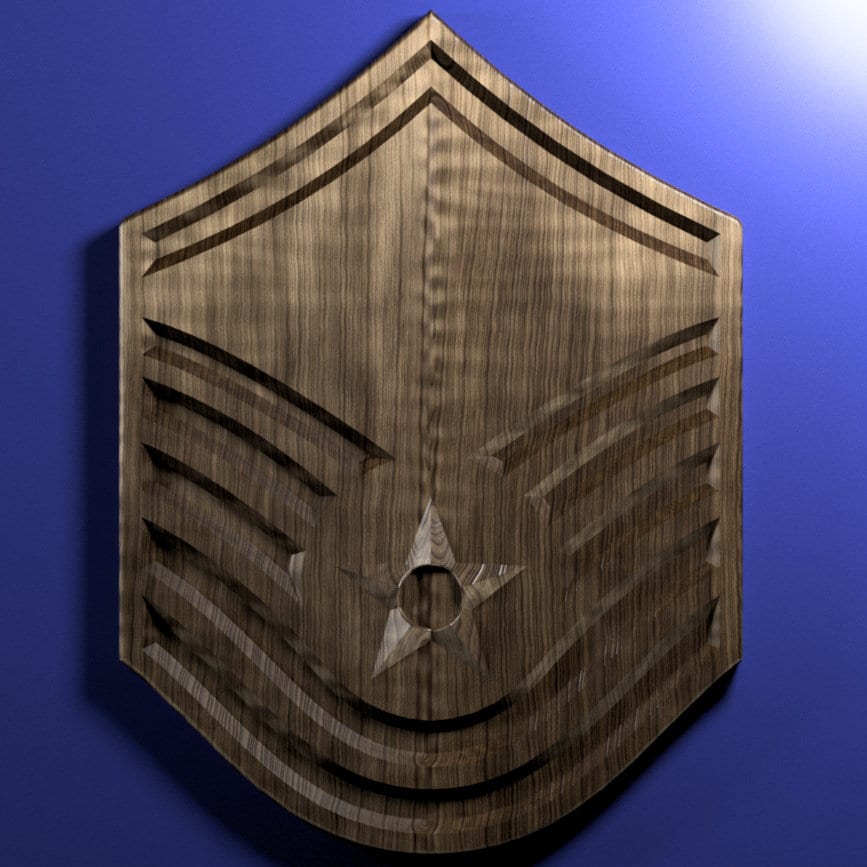 Air Force Master Sergeant (MSgt) insignia 3D stl file for CNC router