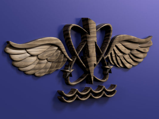 Aviation Warfare Operator (AW) Insignia Rating Badge 3D stl file for CNC router