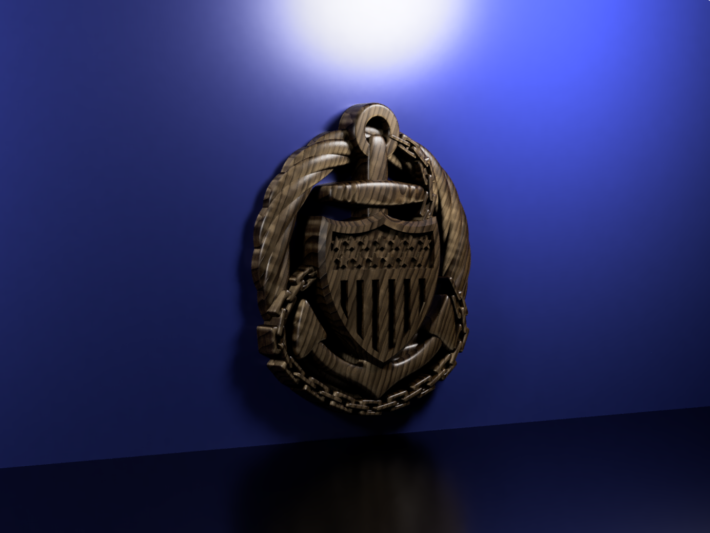 Coast Guard OIC Afloat insignia 3D stl file for CNC router