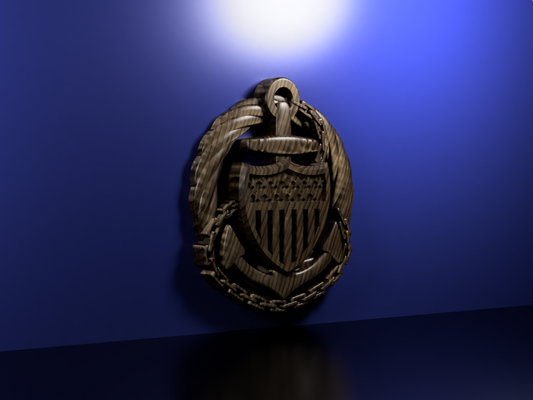 Coast Guard OIC Afloat insignia 3D stl file for CNC router
