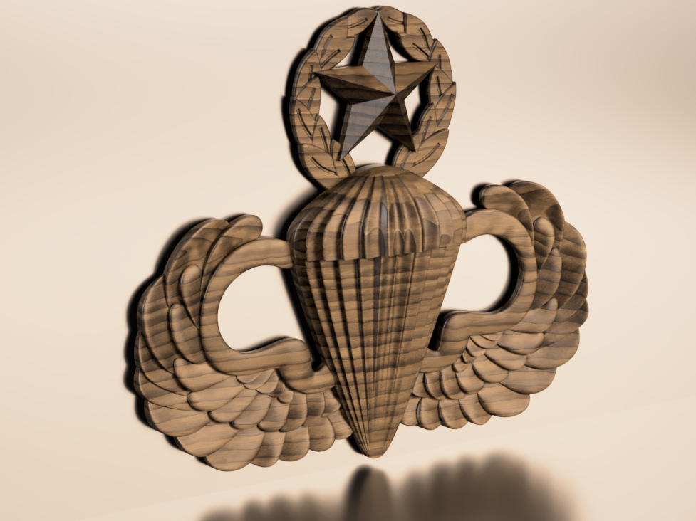 Copy of Armed Forces Master Parachutist Badge insignia 3D stl file for CNC router