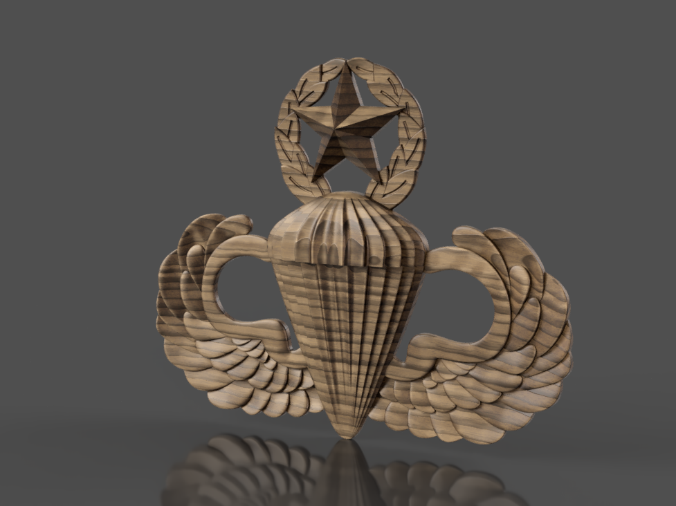 Copy of Armed Forces Master Parachutist Badge insignia 3D stl file for CNC router