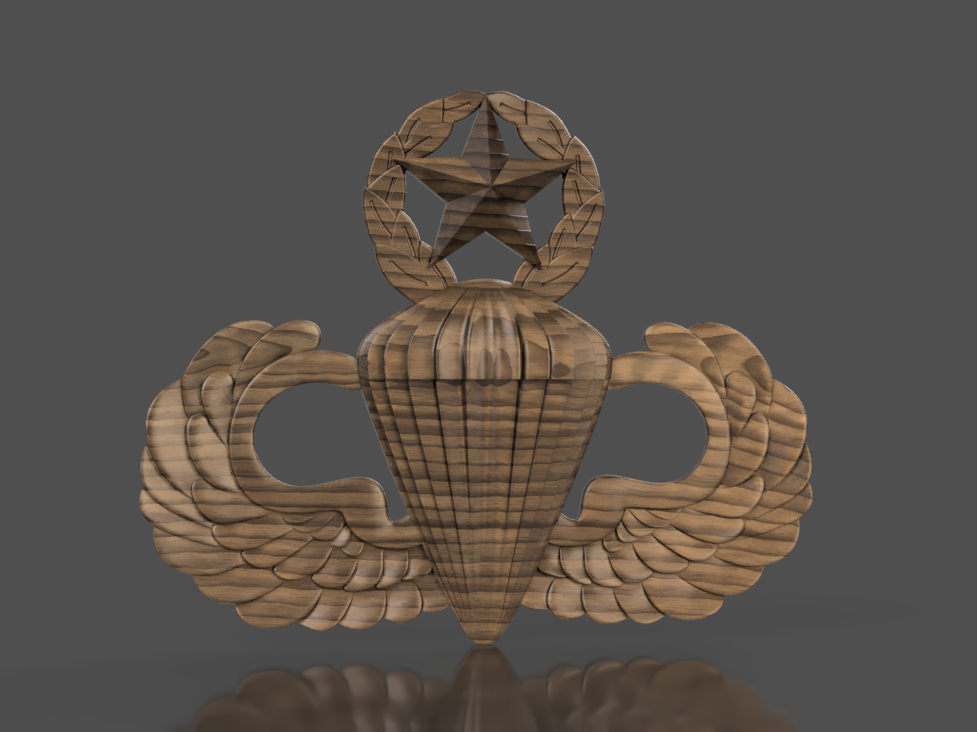 Copy of Armed Forces Master Parachutist Badge insignia 3D stl file for CNC router