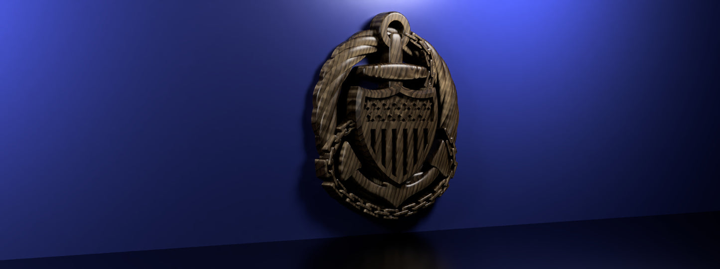 Coast Guard OIC Afloat insignia 3D stl file for CNC router