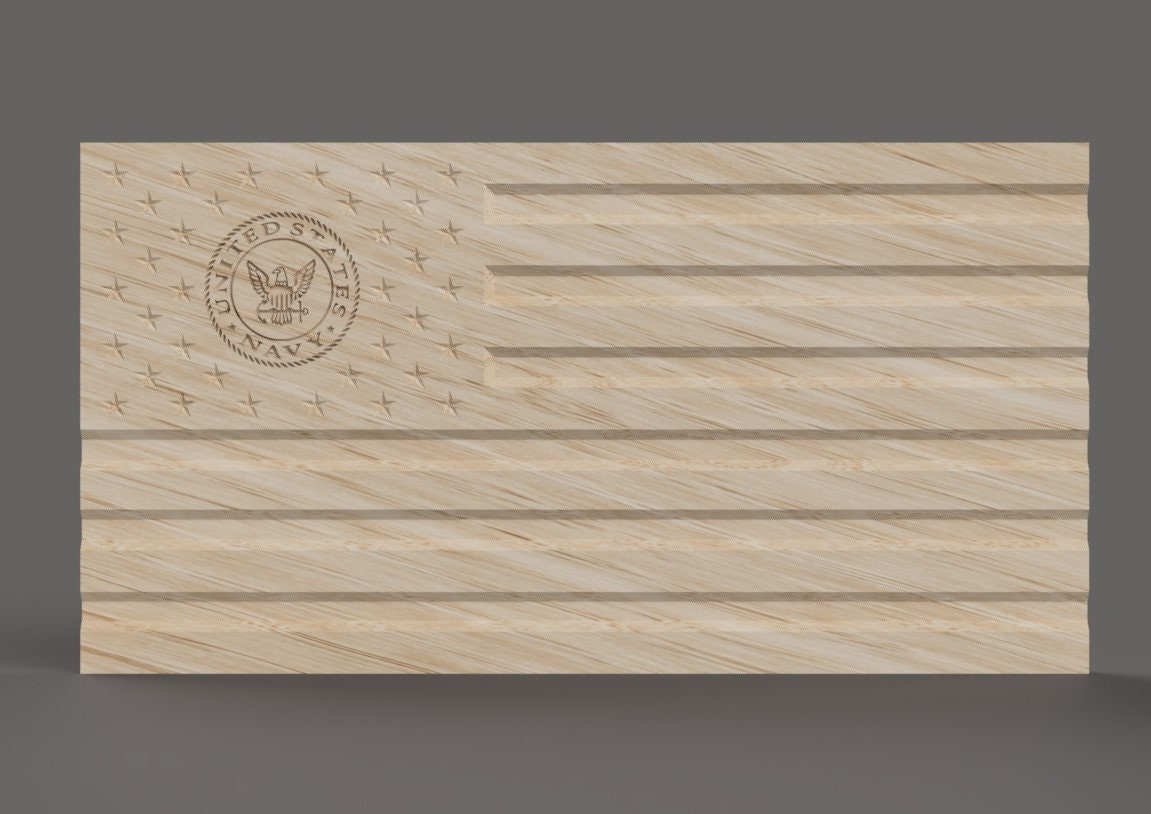 United States (US) Flag with US Navy insignia 3D stl file for CNC router