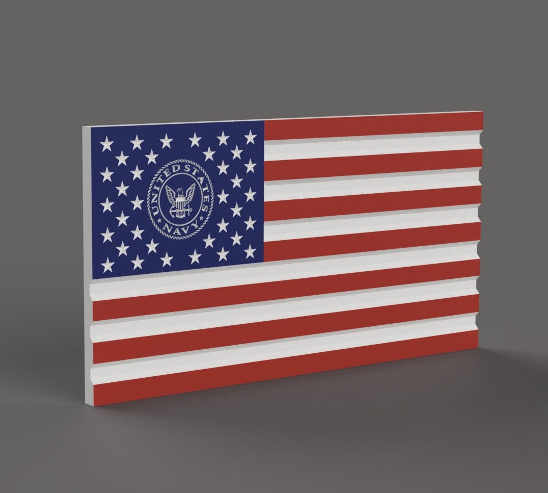 United States (US) Flag with US Navy insignia 3D stl file for CNC router