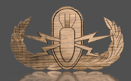 Armed Forces Basic Explosive Ordinance Disposable (EOD) Badge insignia 3D stl file for CNC router