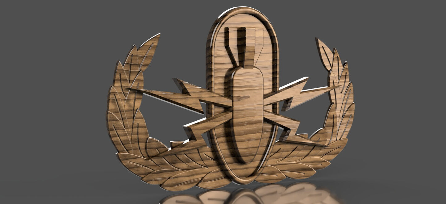 Armed Forces Basic Explosive Ordinance Disposable (EOD) Badge insignia 3D stl file for CNC router