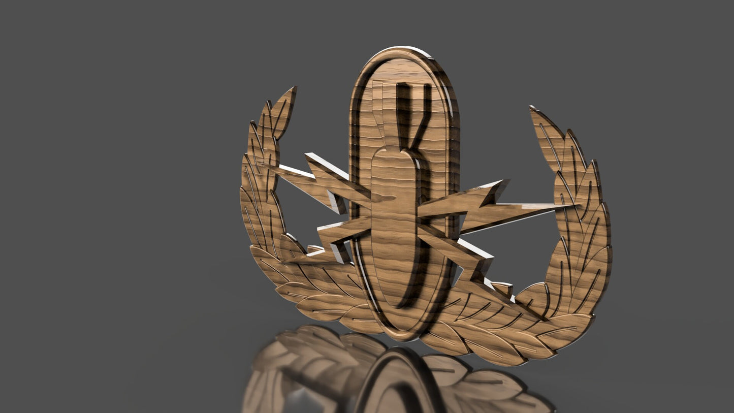 Armed Forces Basic Explosive Ordinance Disposable (EOD) Badge insignia 3D stl file for CNC router