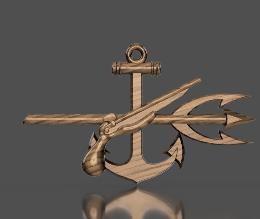 Navy Special  Operator (SO) Rating Badge 3D stl file for CNC router
