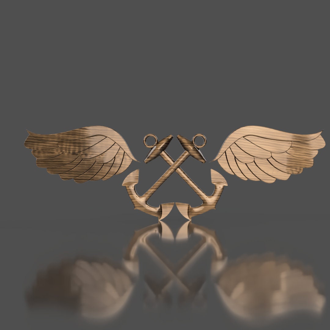 Navy Aviation Boatswain's Mate (AB) Rating Badge 3D stl file for CNC router