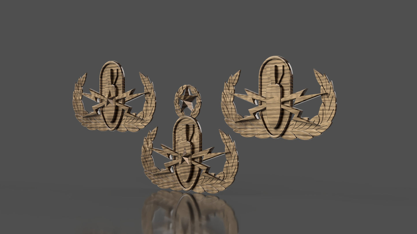 Armed Forces Master/Senior/Basic Explosive Ordinance Disposable (EOD) Badge Collection 3D stl file for CNC router