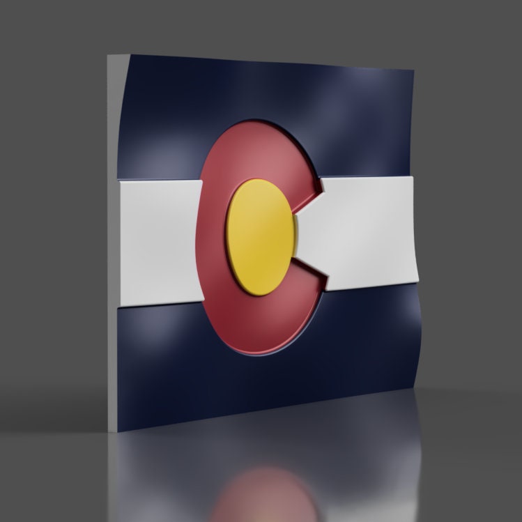 Waving Colorado CO flag 3D STL file for CNC router