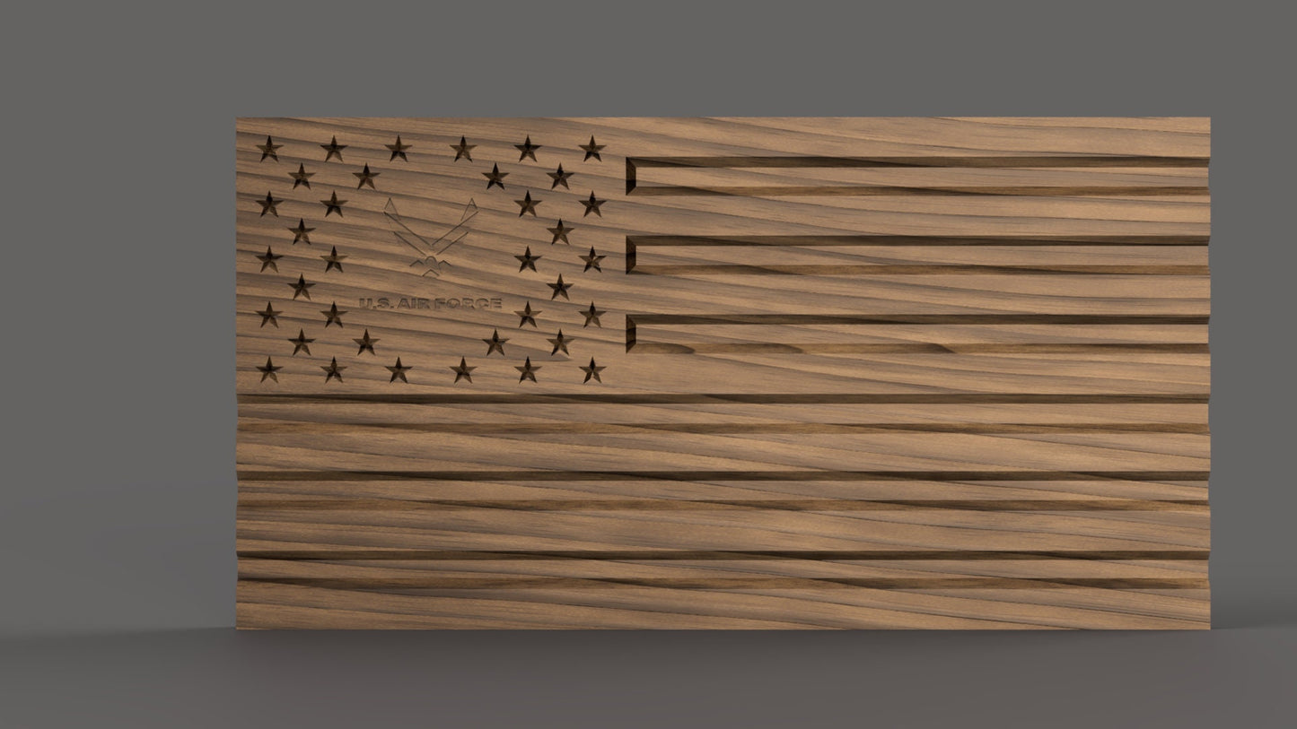 United States (US) Flag with Air Force insignia 3D STL file for CNC router