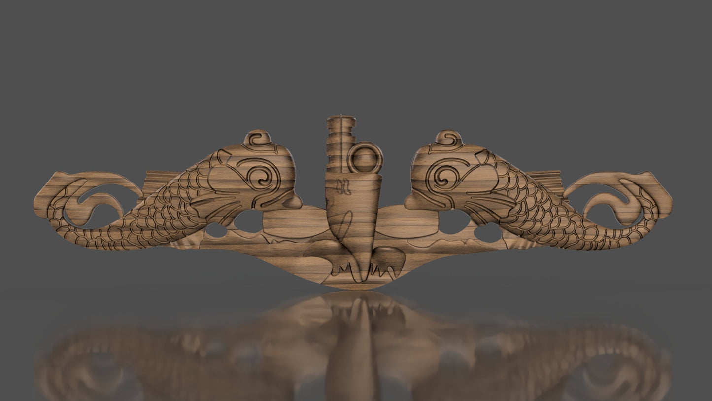 Navy Submarine Warfare SS Insignia 3D stl file for CNC router