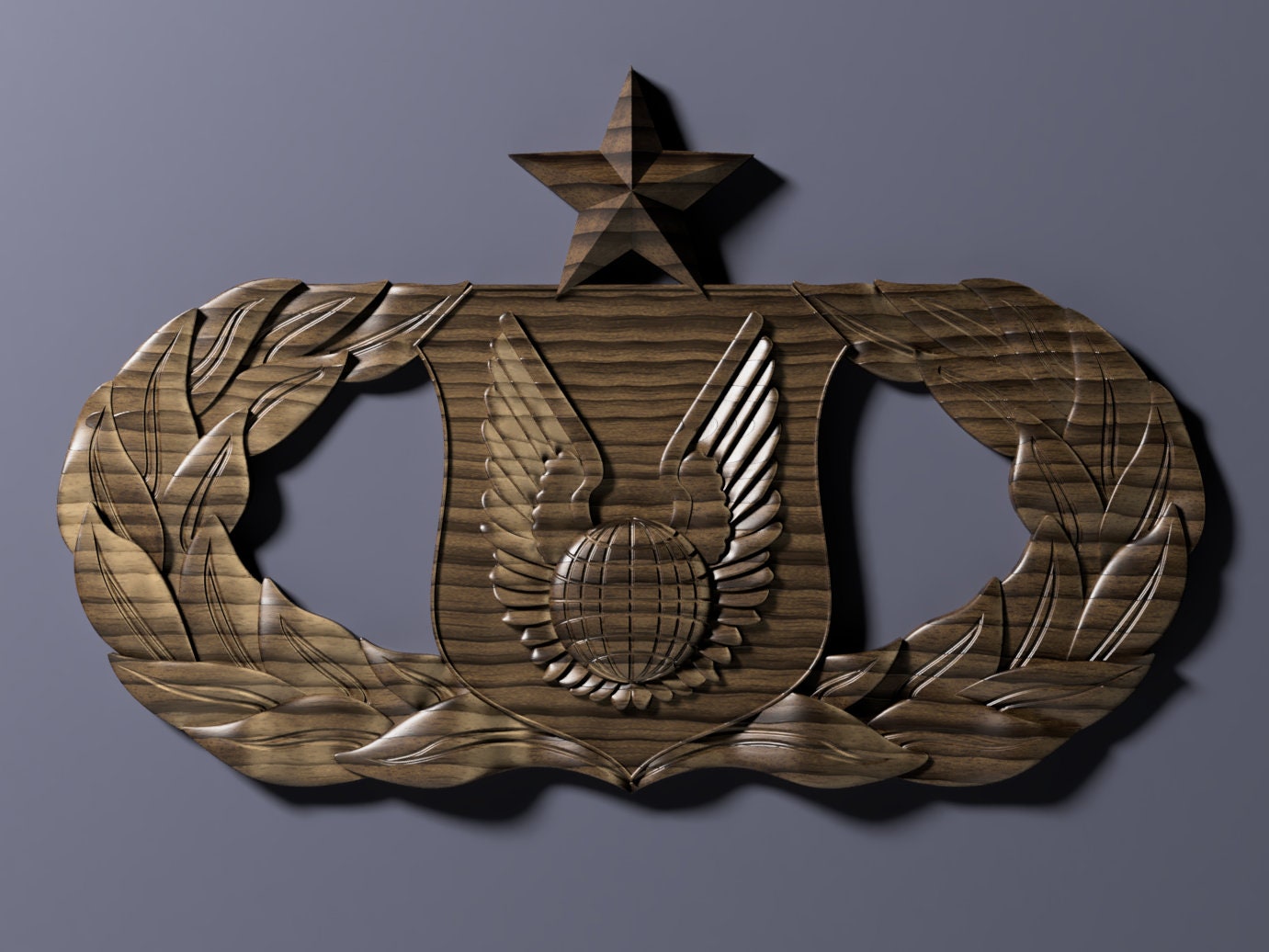 Air Force Operations Support Senior Badge 3D stl file for CNC router