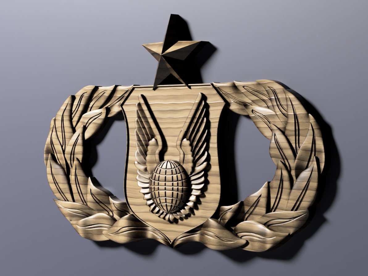 Air Force Operations Support Senior Badge 3D stl file for CNC router