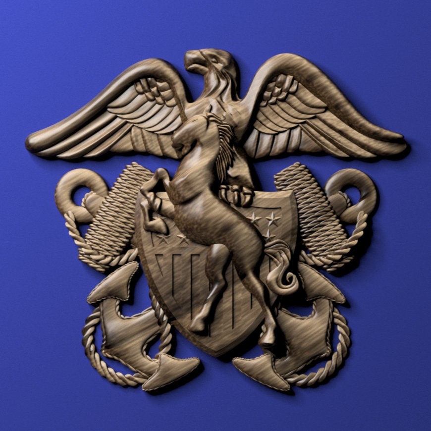 Navy Officers Crest (Mustang) 3D stl file for CNC router