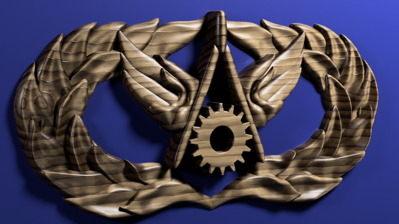 Air Force Civil Engineer Journeyman (5-level) Badge 3D stl file for CNC router