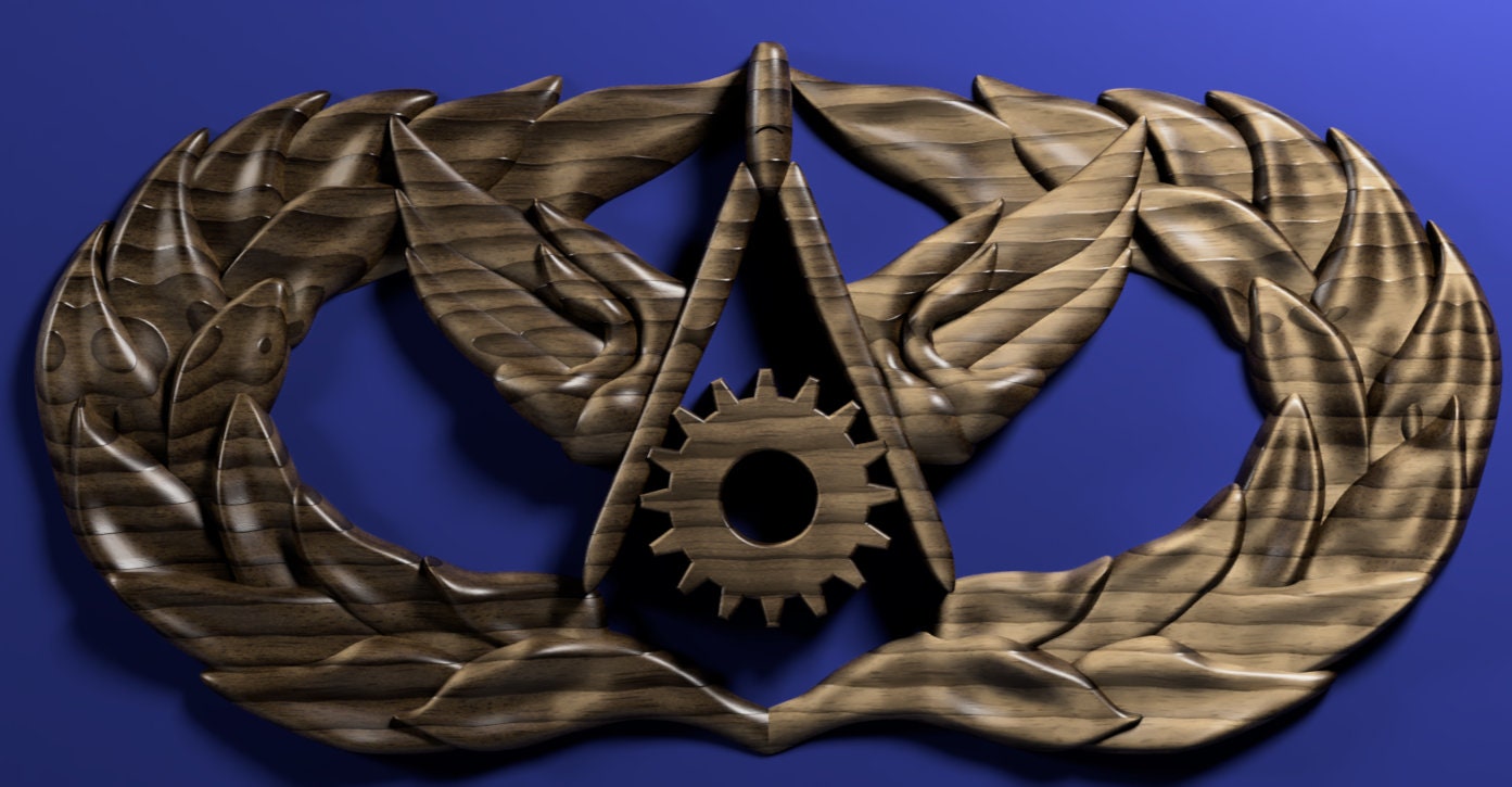 Air Force Civil Engineer Journeyman (5-level) Badge 3D stl file for CNC router