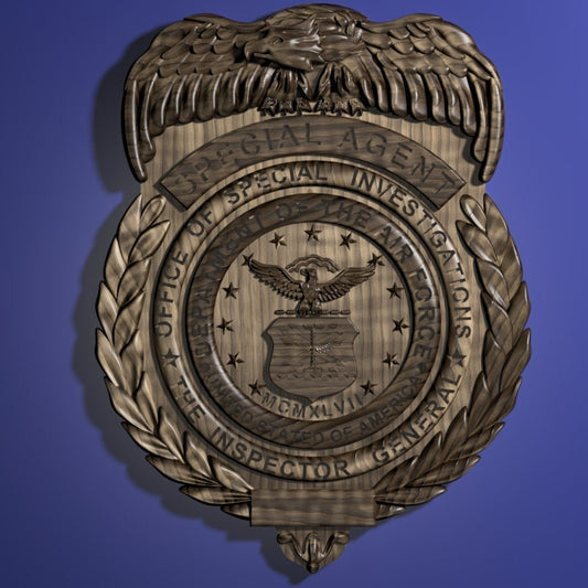 Air Force Special Agent Badge 3D stl file for CNC router