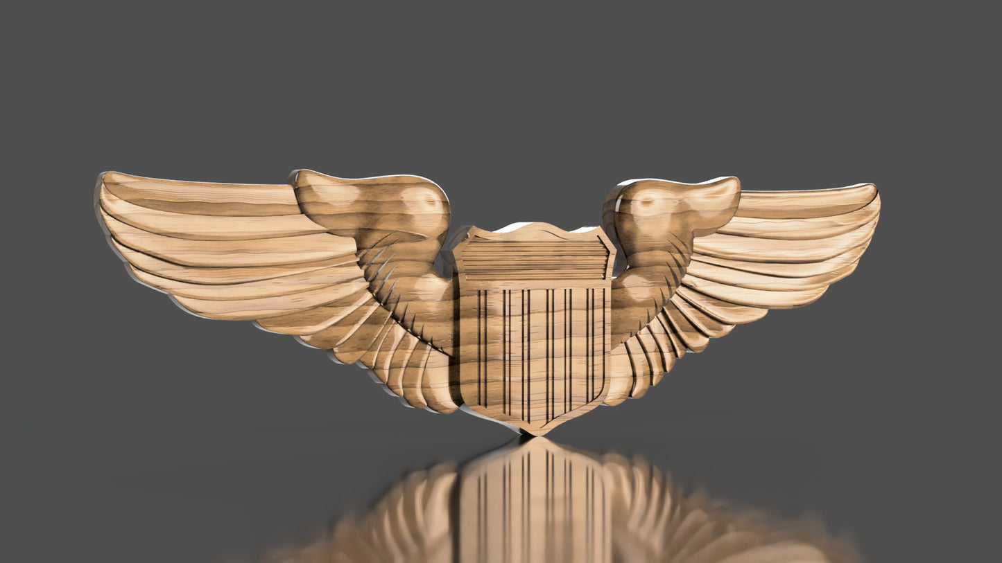 Air Force Pilot Badge 3D stl file for CNC router