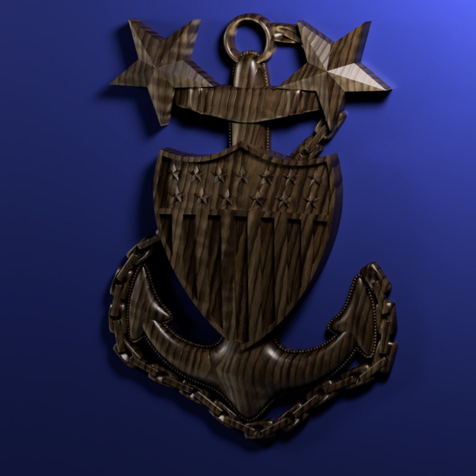 Coast Guard Master Chief Petty Officer (MCPO) insignia 3D stl file for CNC router