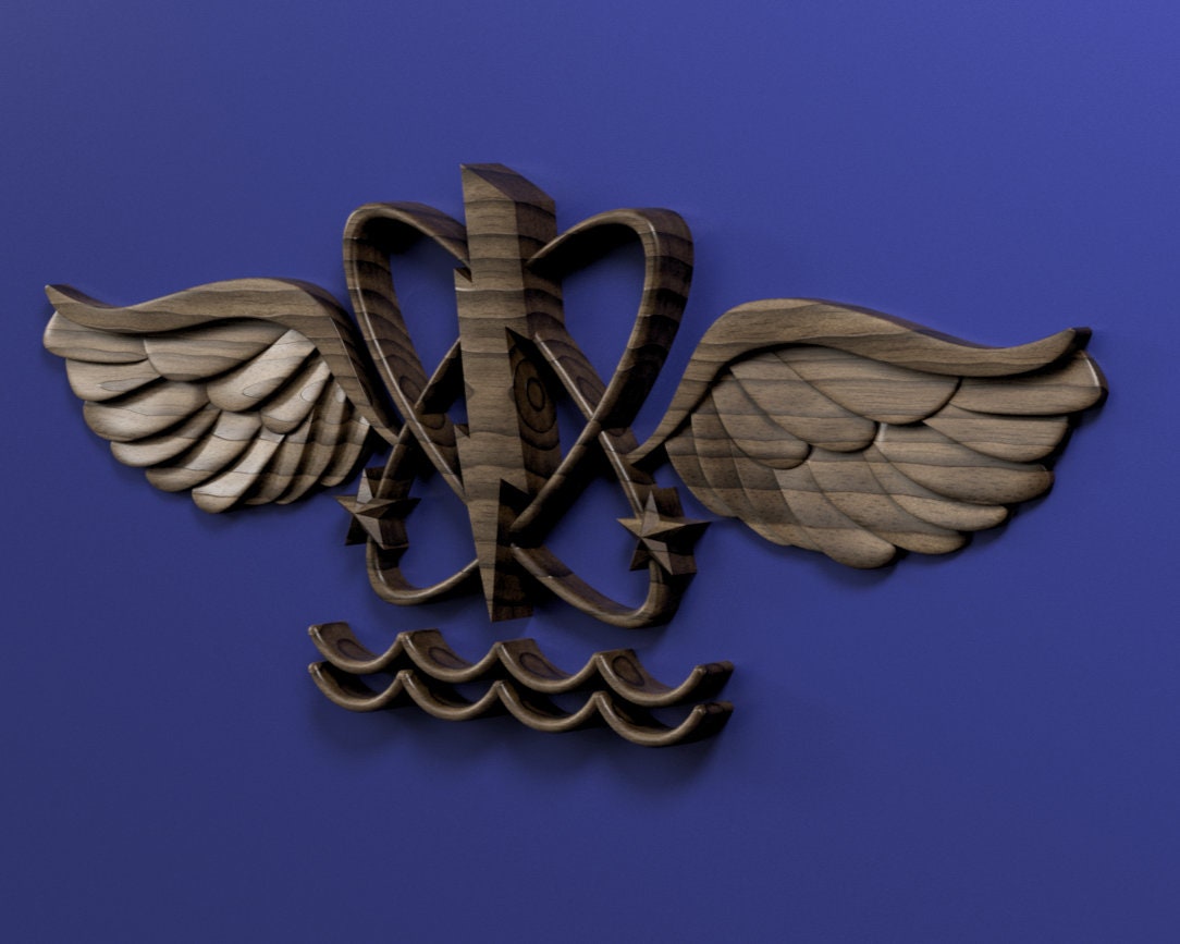 Aviation Warfare Operator (AW) Insignia Rating Badge 3D stl file for CNC router